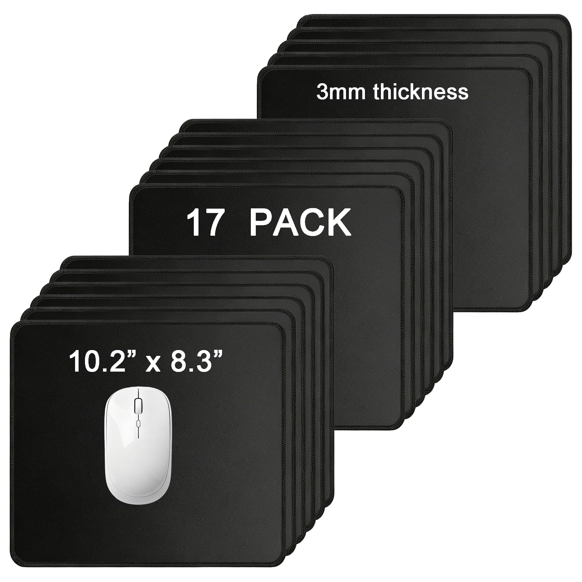 17 Pack Mouse Pads Bulk, Black Mouse Pads for Desk, Office and Laptop | 10.2 x 8.3 Inch 3…