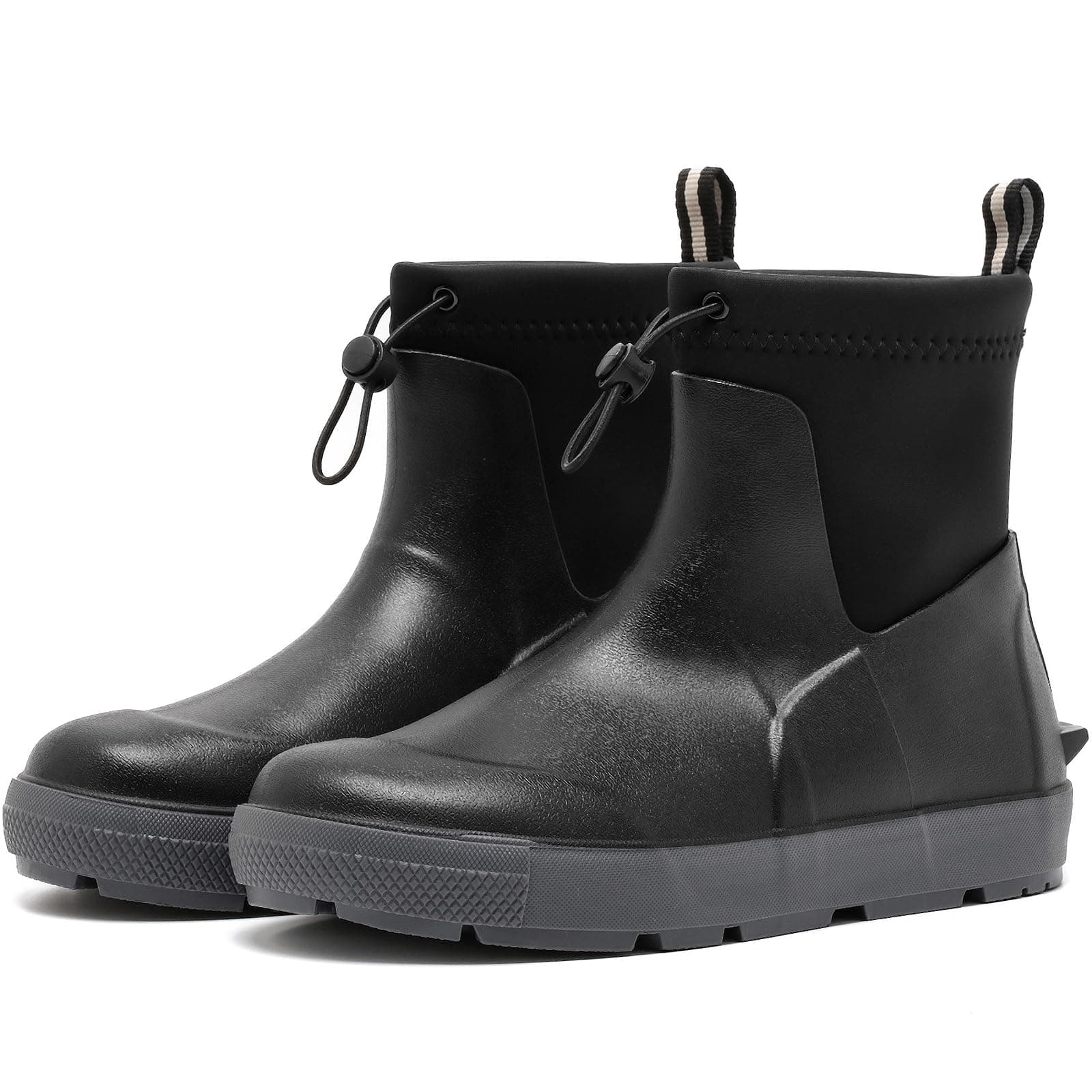 Men's Deck Boots, Waterproof Ankle Rain Boots for Fishing & Boating