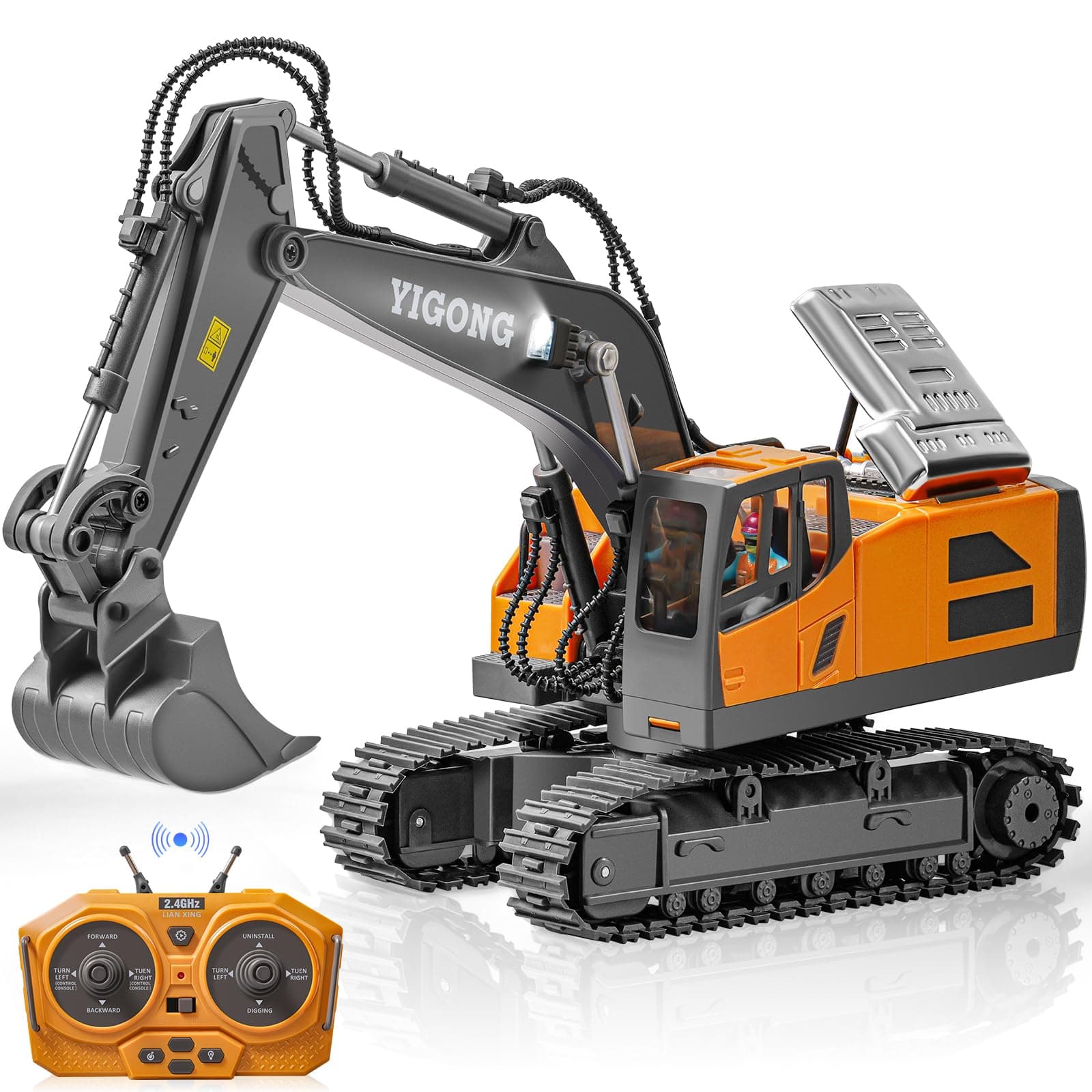 Remote Control Excavator Toy for Kids 3-14