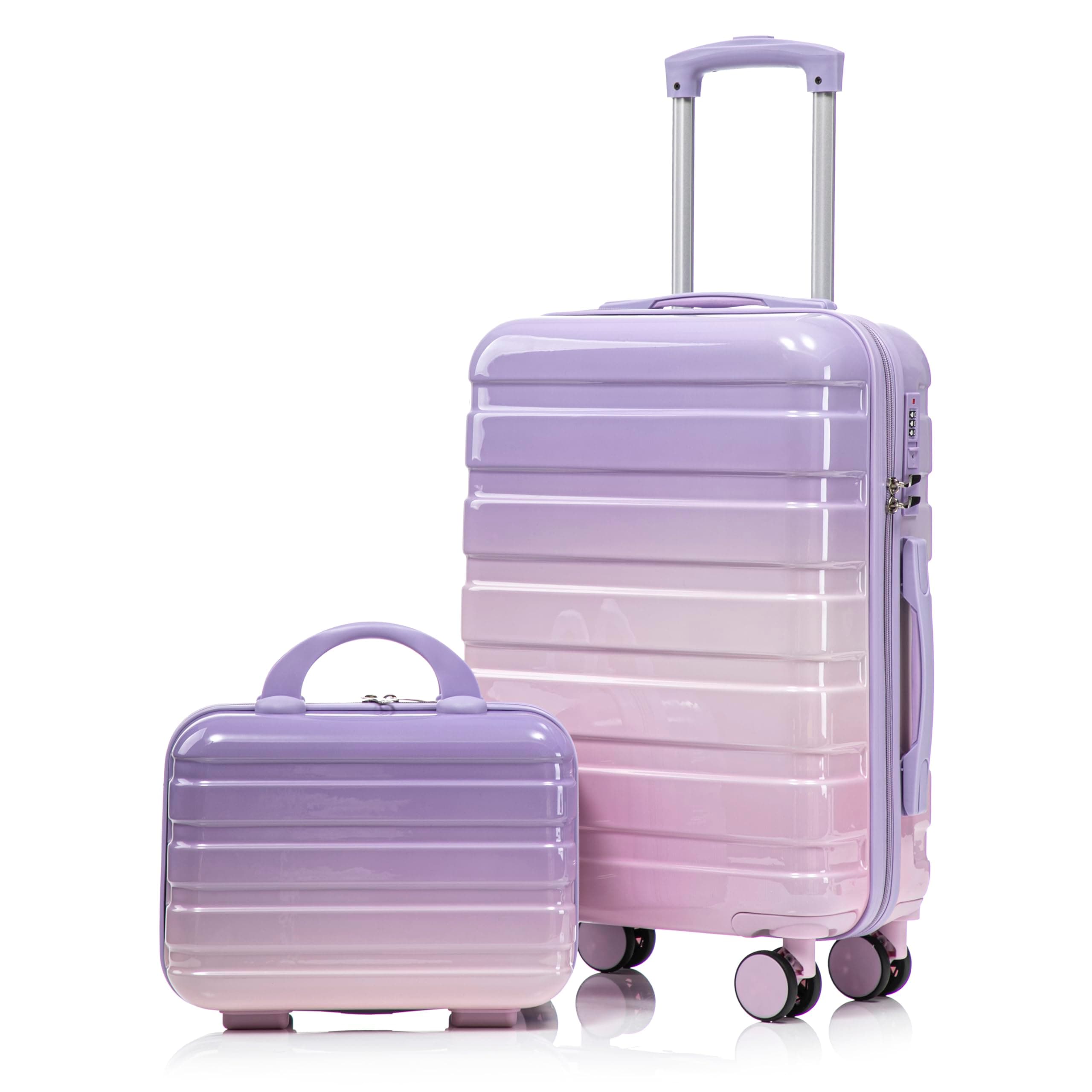 20 Inch Pink Purple Kids Suitcases for Girls Carry on Luggage Set