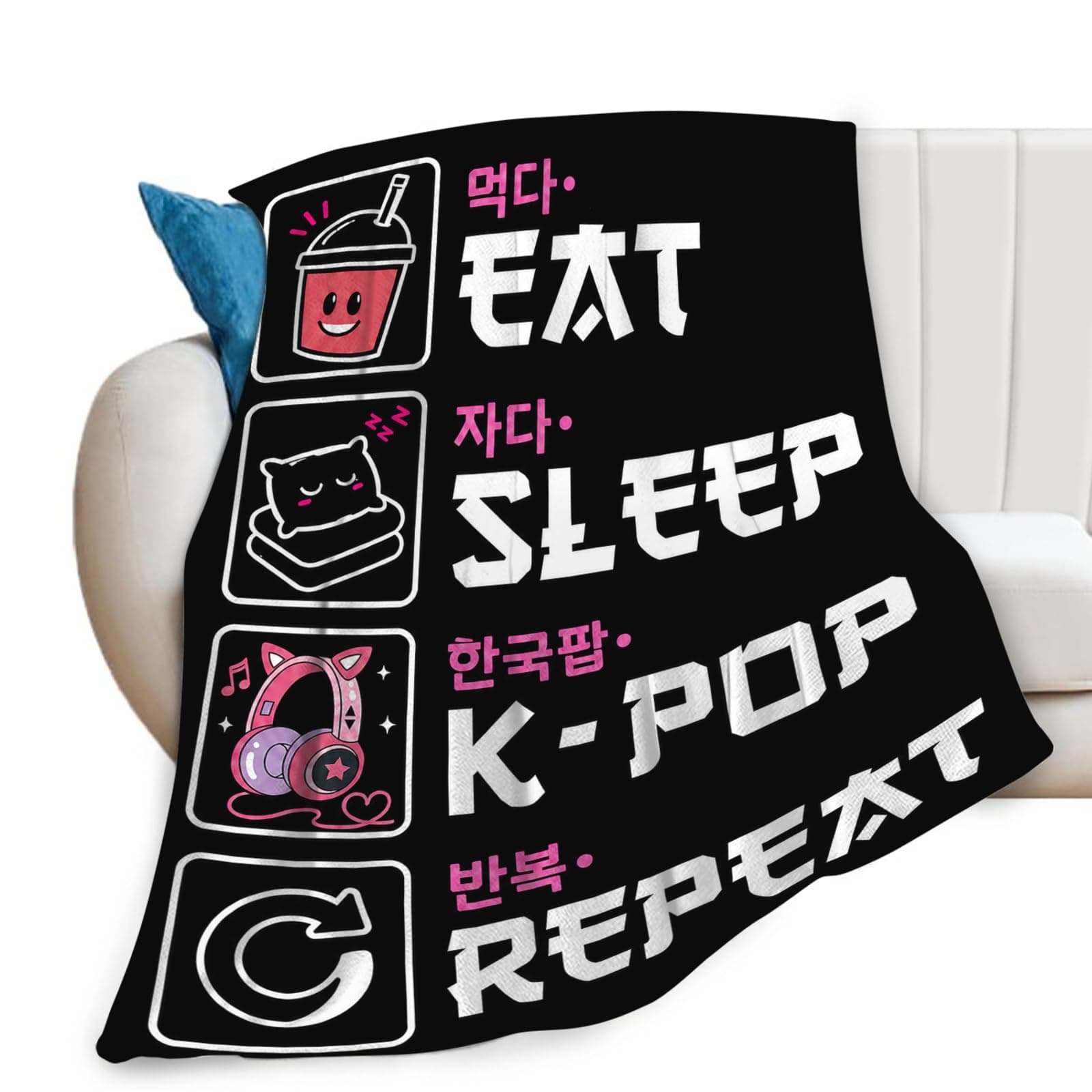 Voxlyra Kpop Throw Blanket K-Pop Fans Gifts for Boys Girls 50"x40" | Soft Eat Sleep Kpop…