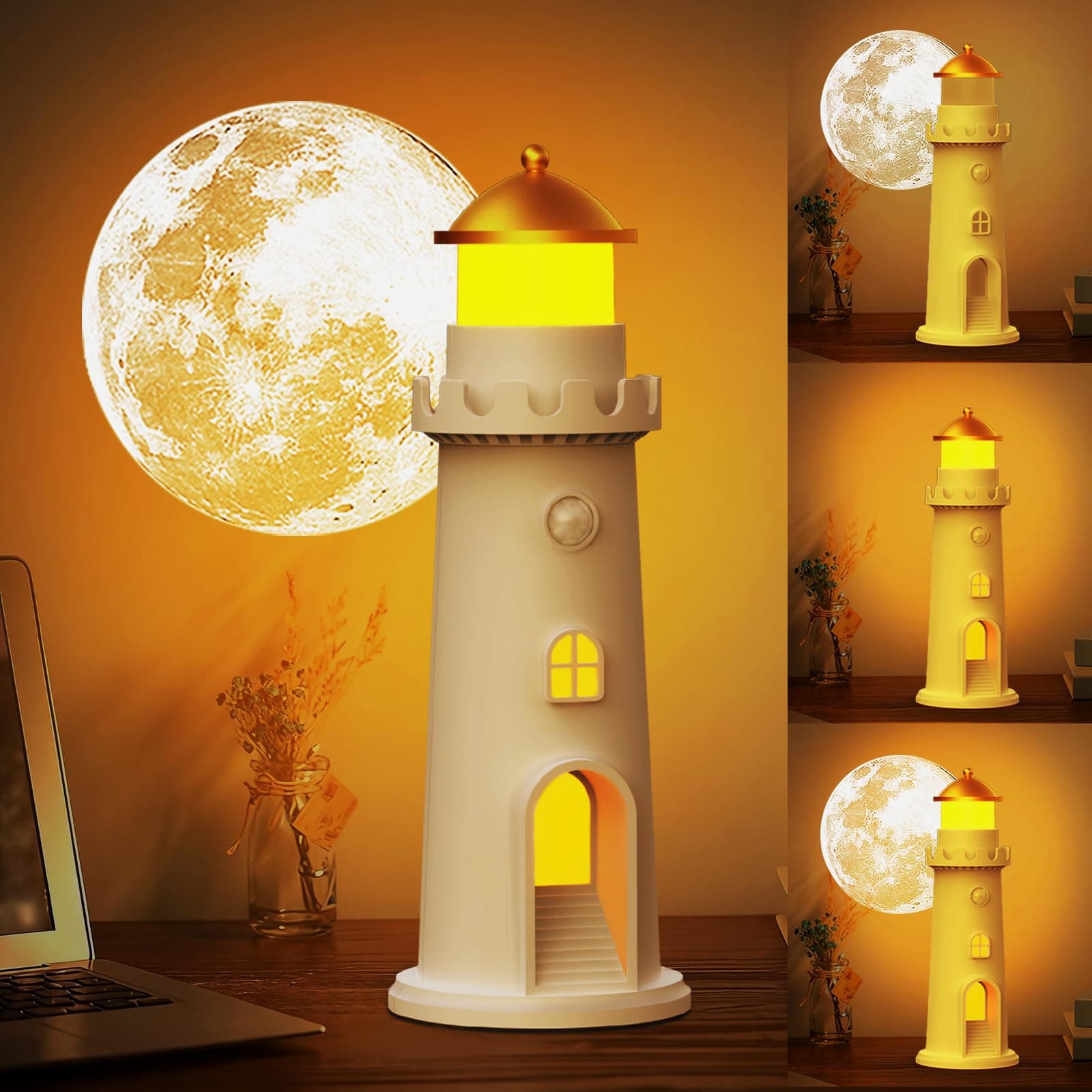 easuntec Moon Projection Night Light Motion Sensor, Rechargeable Dimmable Timer, Moon Lam…