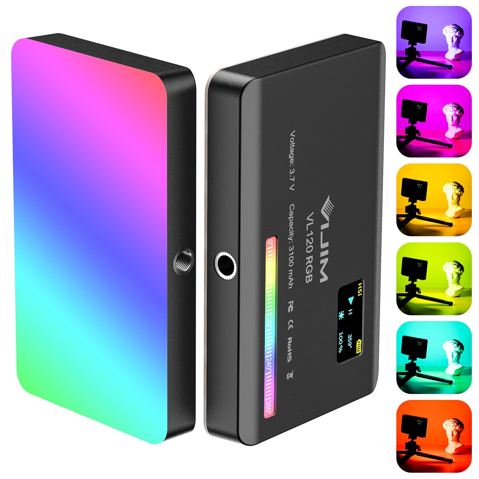 VIJIM VL120 RGB Video Light Portable LED Camera Light Panel 0-360Full Color | CRI 95+ 250…