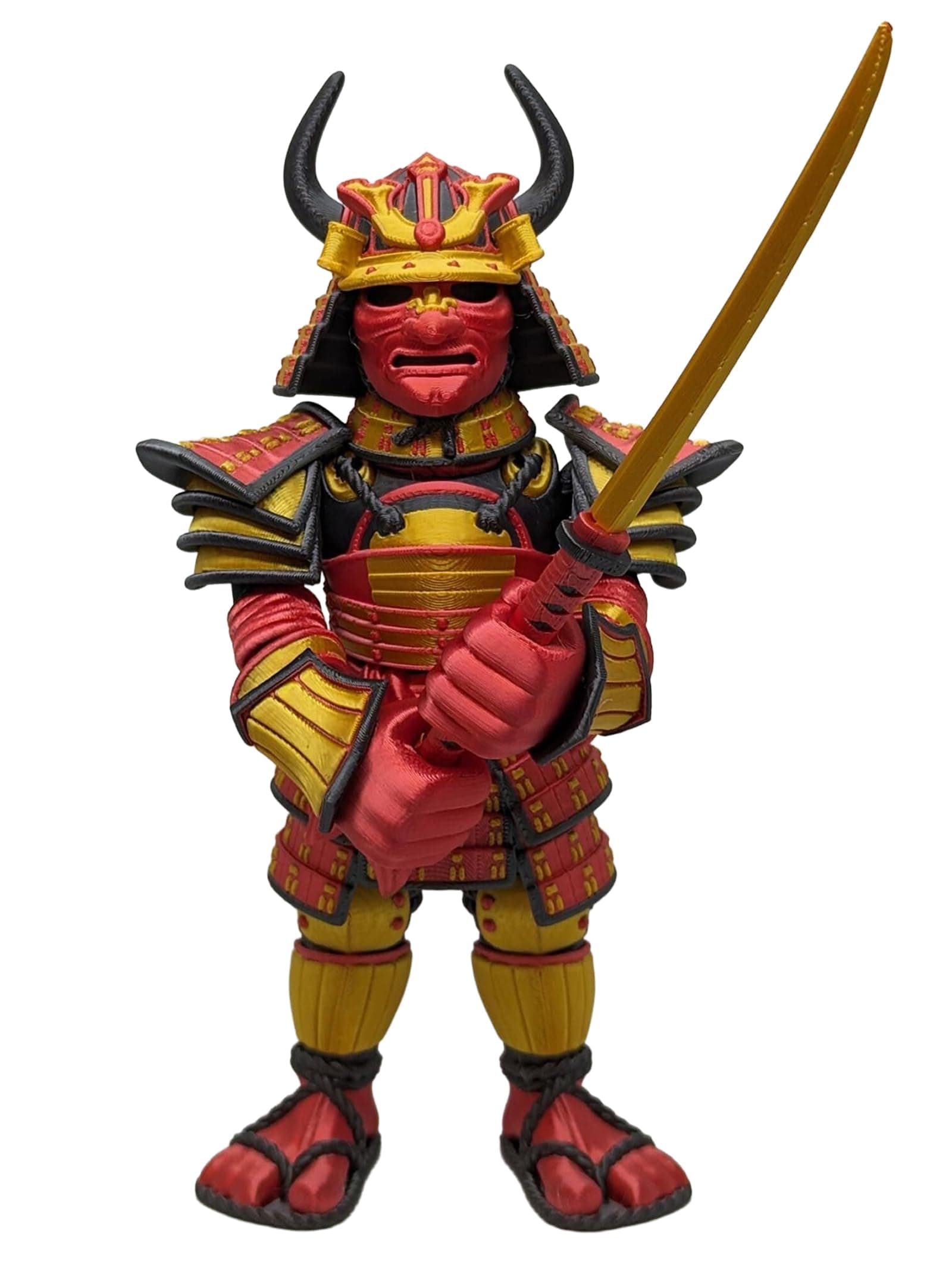 3D Printed Samurai Action Figure 7" Articulated Japanese Warrior Model with Swords, Multi…