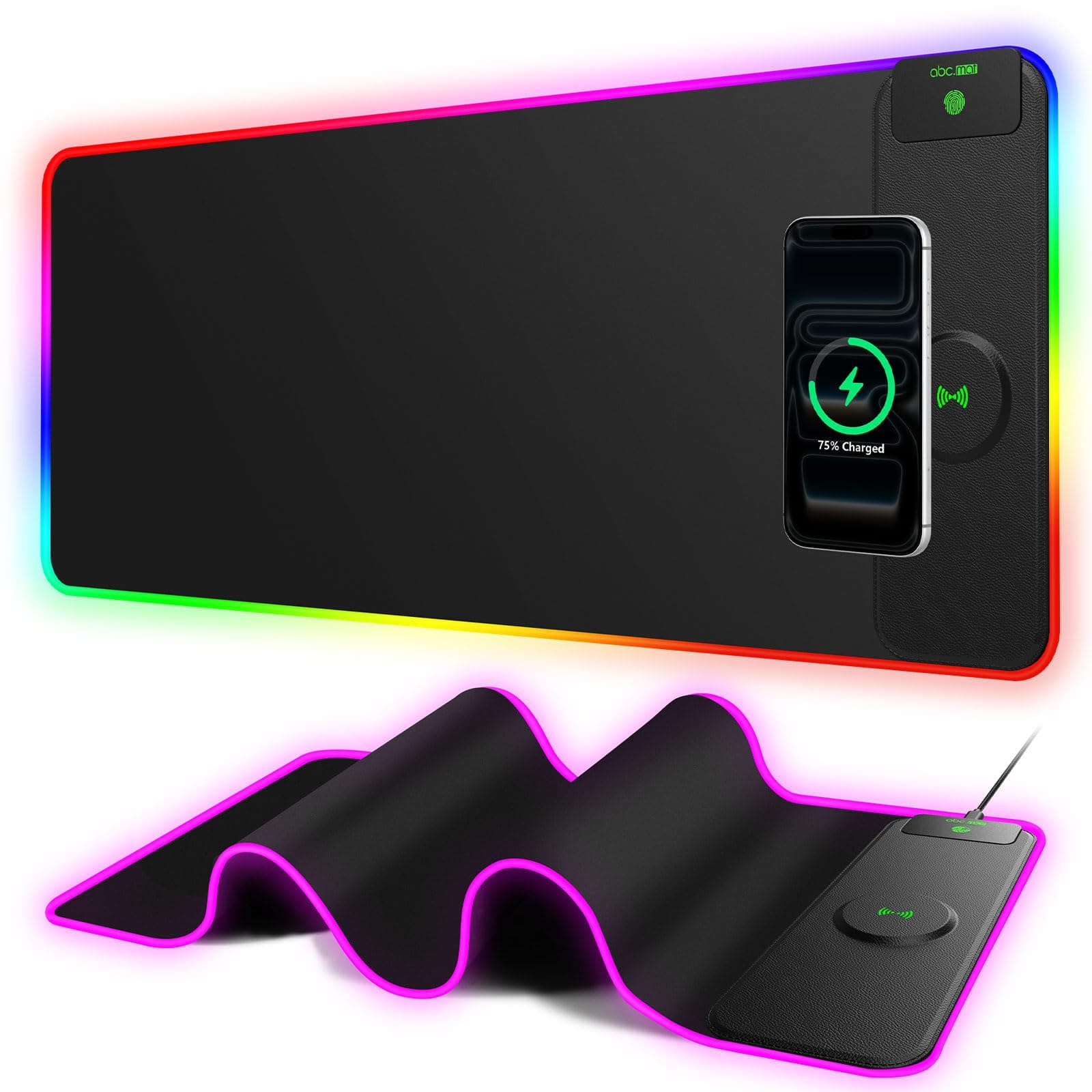 XL RGB LED Gaming Mouse Pad with 15W Magnetic Wireless Charging | 31.5'' x 11.8'' Large D…