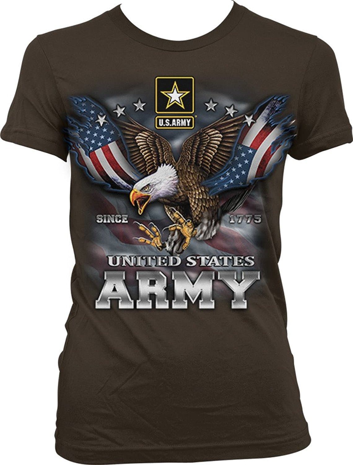 US Army, Since 1775, Eagle and American Flag Wings Women's Ladies T-Shirt