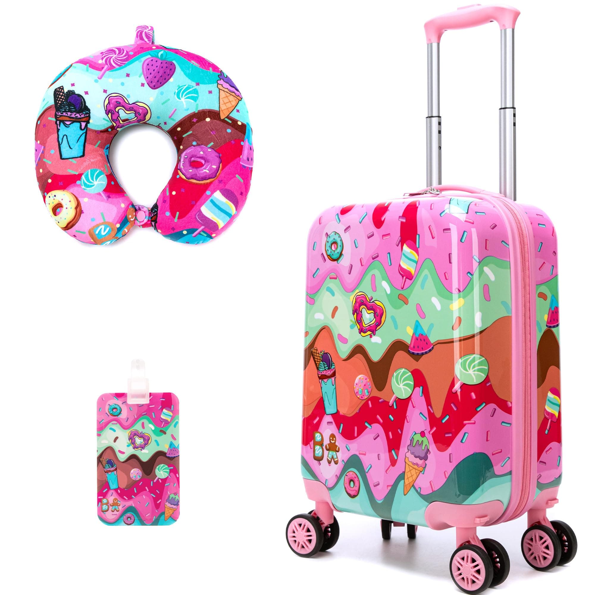 2 in 1 Suitcase for Kids 16inch Luggage Set for Girls Travel Suitcase Hard Shell Luggage…