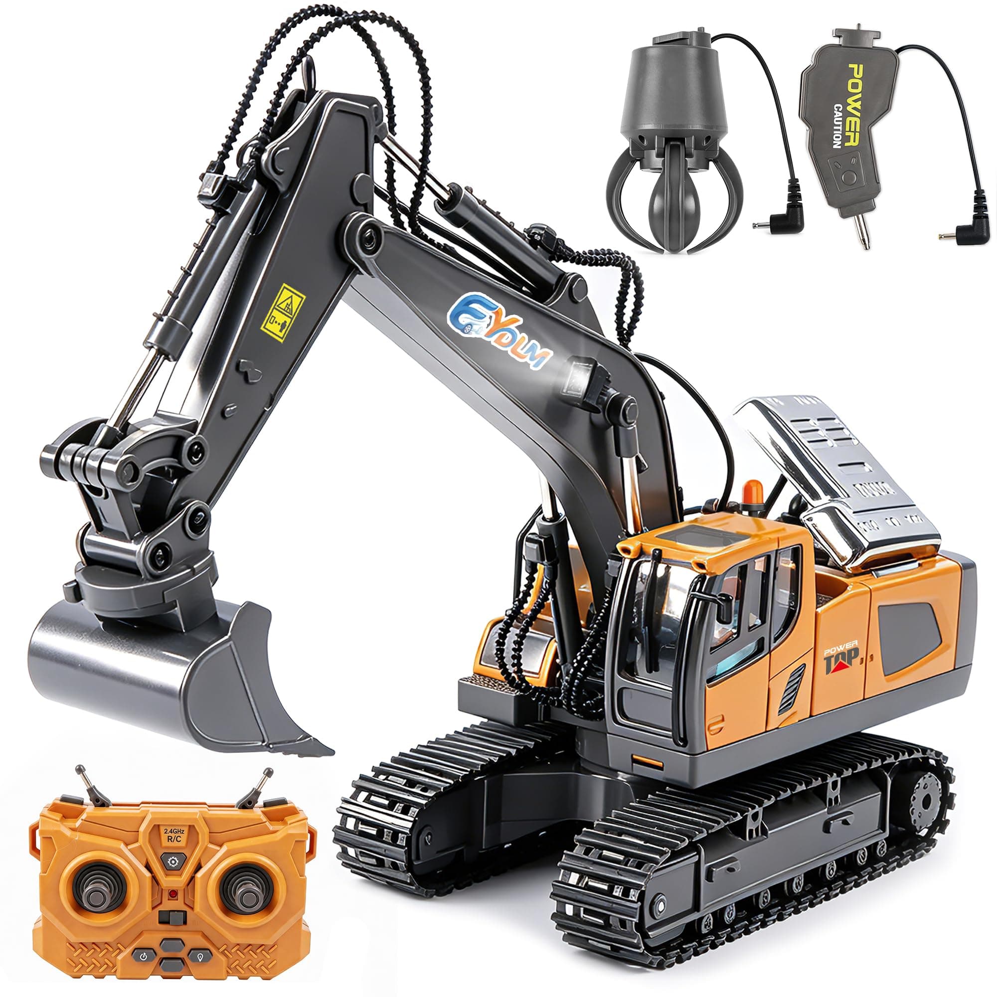 3-in-1 Remote Control Excavator Toy for Boys 3-5 4-7 6-8 9 10 12 Years Old