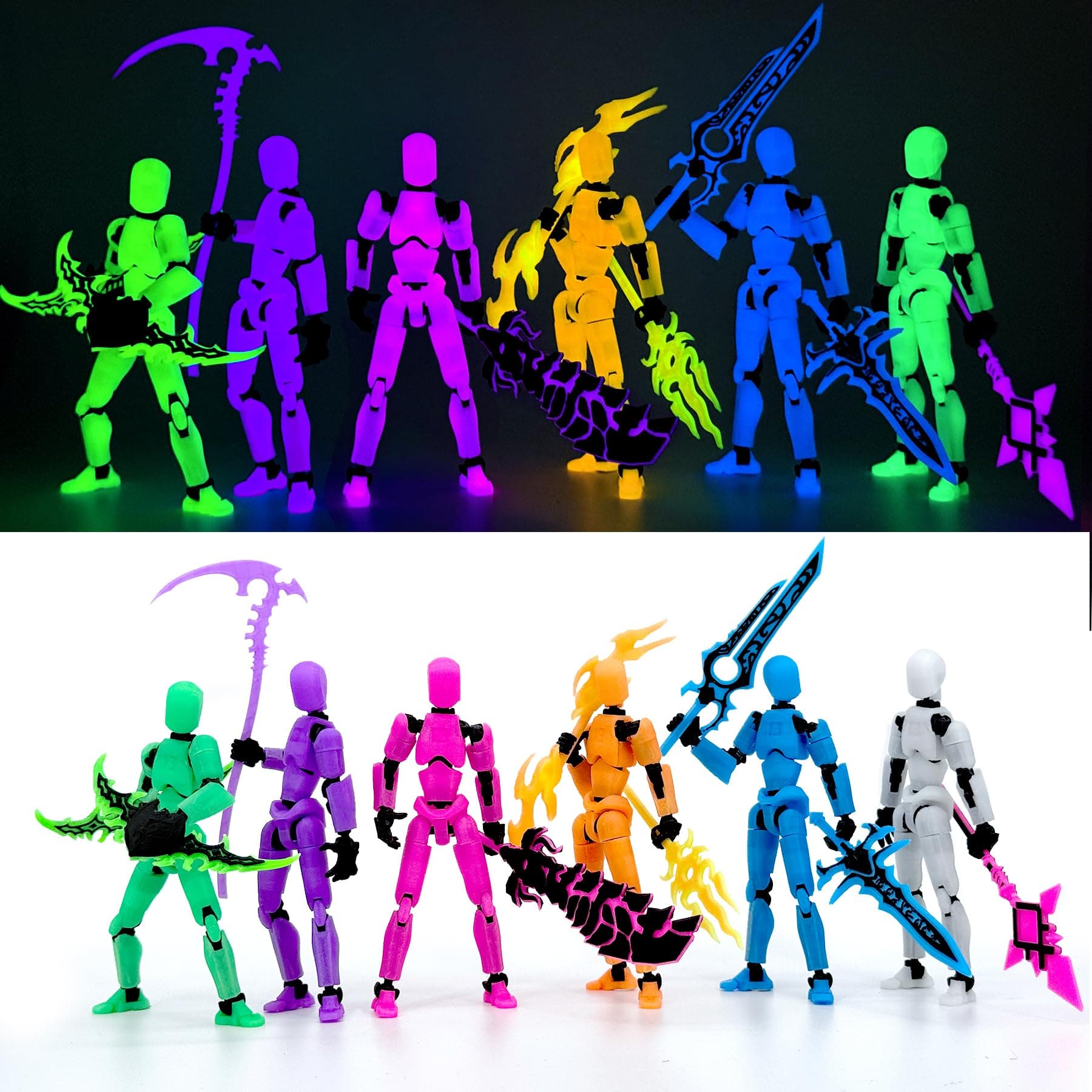 [6-PACK] Glowing Titan 13 Action Figure Set Already Assembled, Dummy 13 3D Printed Action…
