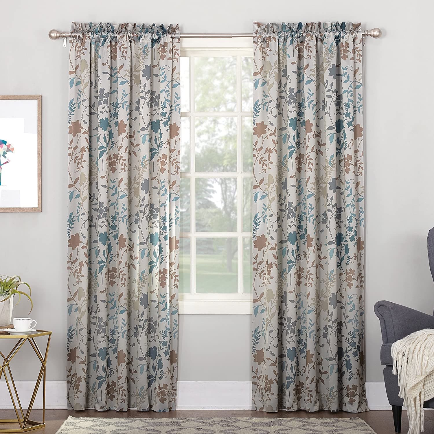 Cortinas Para Sala ahorro de energia panel de cornisa Estampado floral