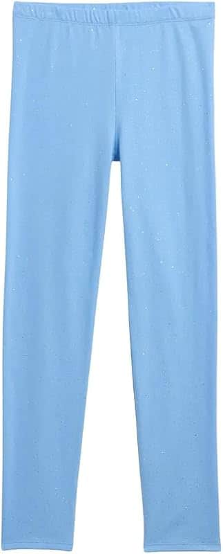 Girls Jersey Legging Pants Glitter Stars S Cool Blue