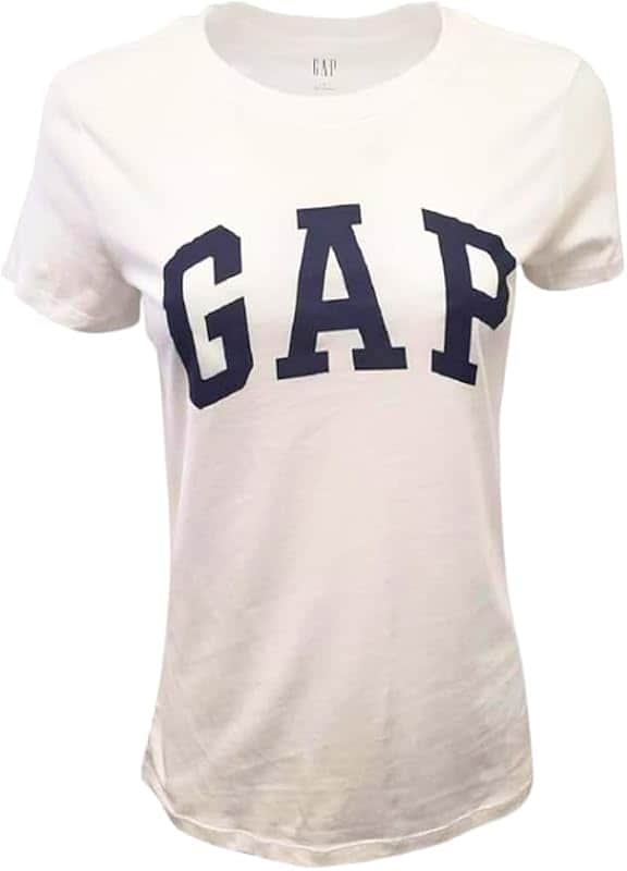 Women’s Logo T-Shirt – Cotton Crewneck Short Sleeve Tee – White with Navy Logo (XXL)