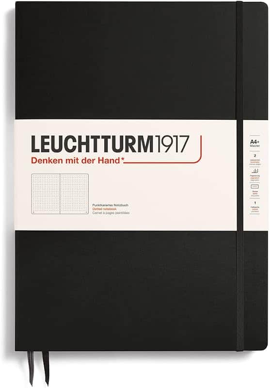 Notebook Hardcover Master Slim A4+ - 123 Numbered Pages for Writing and Journaling (Black…
