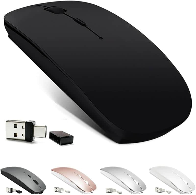 KLO Rechargeable Bluetooth 5.2/3.0/Type-C/USB-2.4G Mouse for MacBook/MacBook air/Pro/iPad…