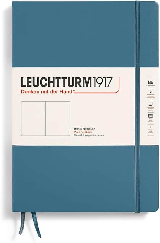 Notebook Hardcover Composition B5-219 Numbered Pages for Writing and Journaling (Stone Bl…