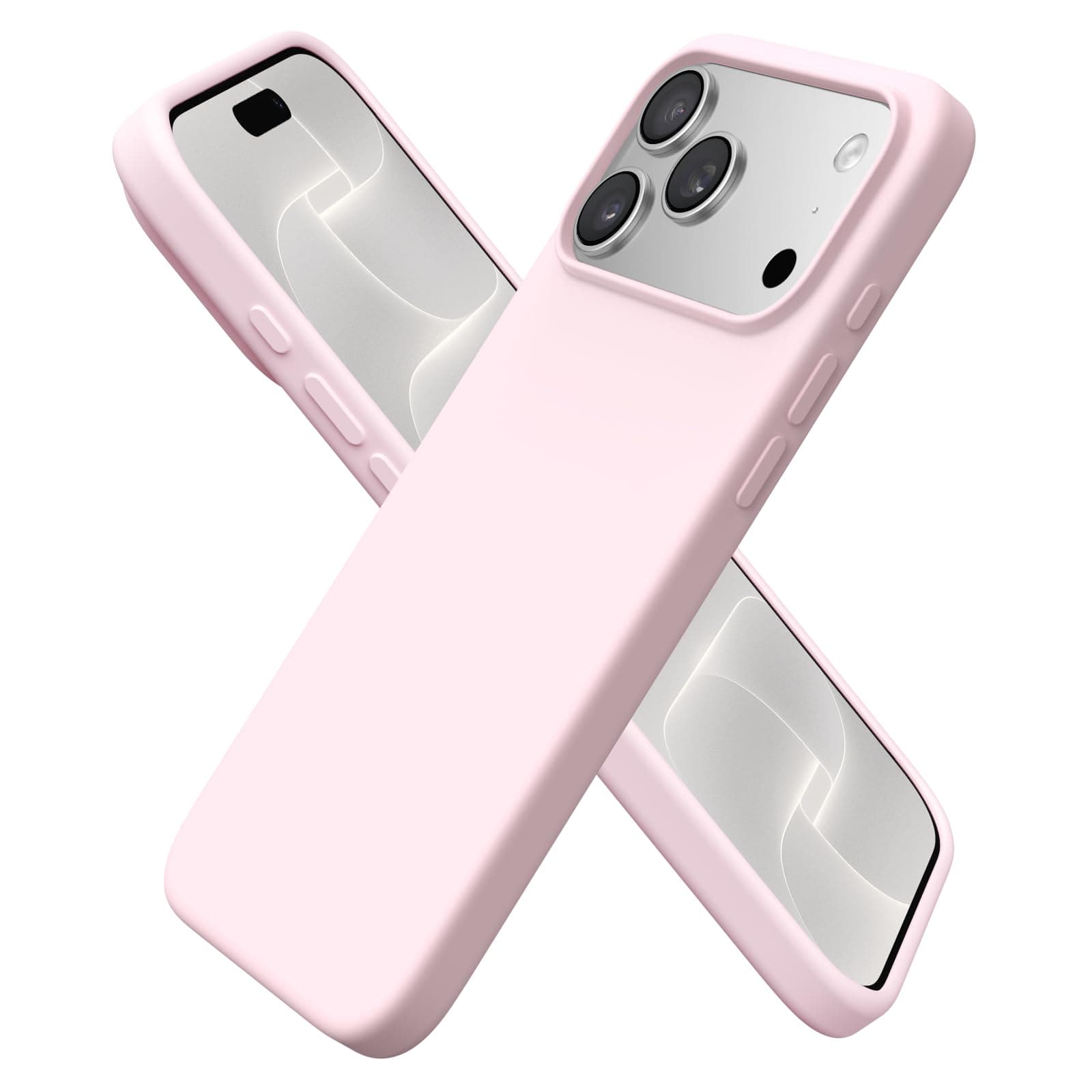 ORNARTO for iPhone 18 Pro Case, Slim Liquid Silicone Cover, Chalk Pink
