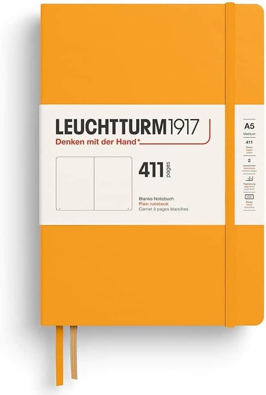 372924 Notebook 411 Medium (A5), Hardcover, 411 Numbered Pages, Rising Sun, Plain, More T…