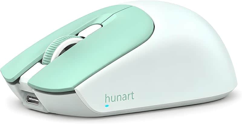 hunart H9 40g Wireless Mouse, Bluetooth&2.4 GHz, Rechargeable, Mint Green | Two Ways to C…