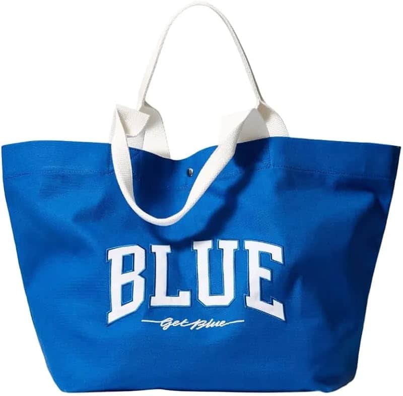 Women's Get Blue Canvas Tote Bag, Medium Wash, One Size