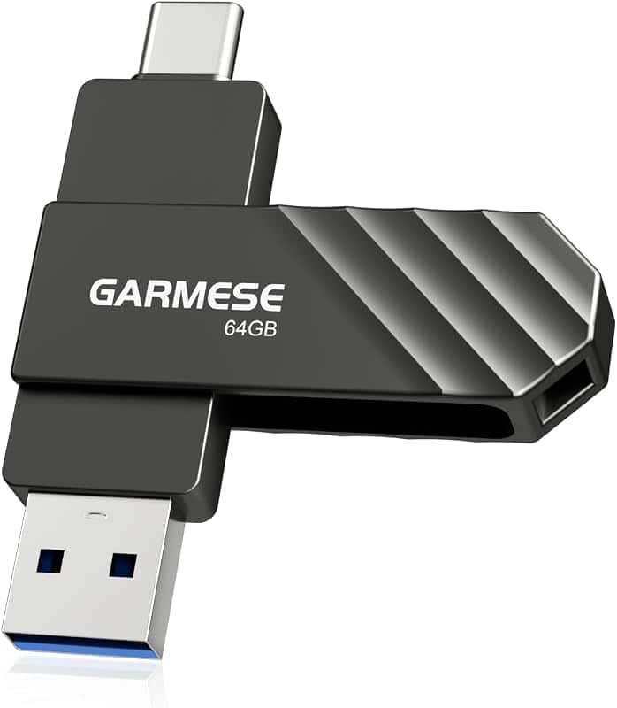 GARMESE 64GB USB C Flash Drive, USB 3.1 Gen 1, Up to 130MB/s, Dual Port | High-Speed Thum…
