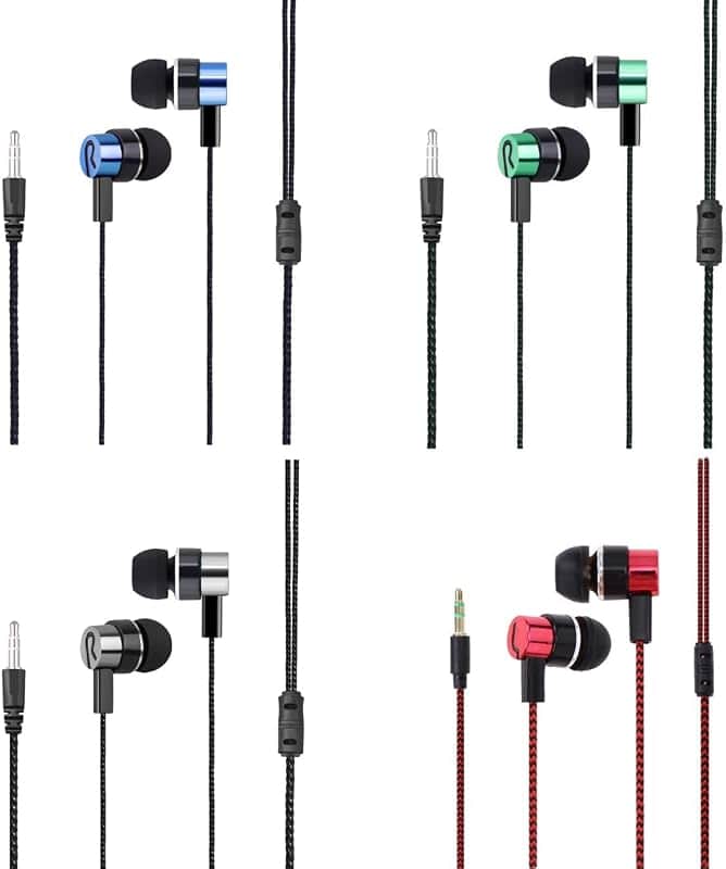4 Pack Wired Earbuds 3.5MM 3 Pole Stereo Earphone in-Ear Headphone Without MIC 1Meter Bra…