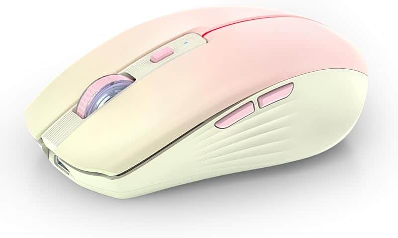 RAPIQUE Bluetooth Wireless Mouse, BT1/BT2+2.4Ghz USB Receiver,Khaki to Pink | 3-Device Sw…