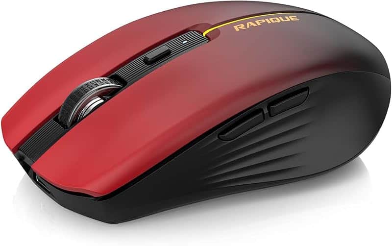 RAPIQUE Bluetooth Wireless Mouse, BT1/BT2+2.4G Tri-Mode, Red Gradient | 3-Device Switchin…