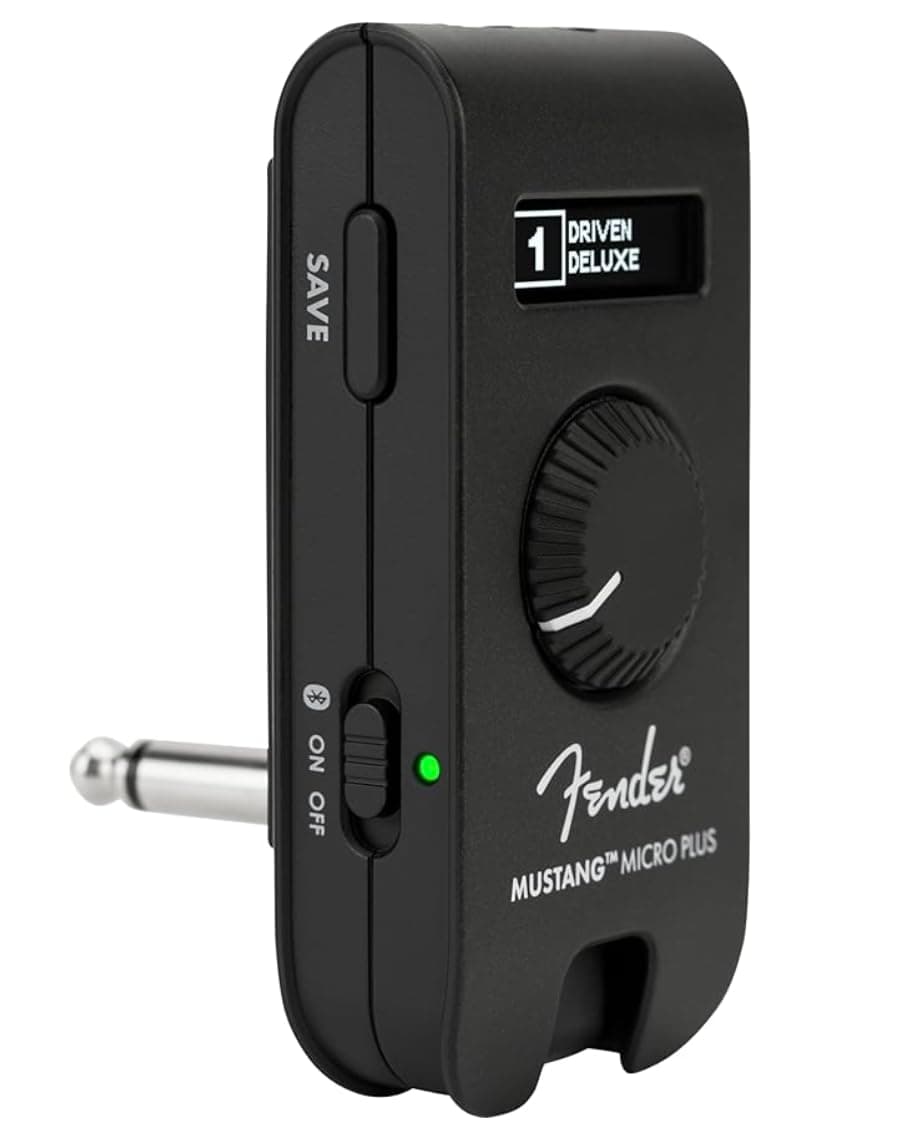 Fender Mustang Micro Plus Headphone Amplifier, Bluetooth Audio Streaming and 50 Amp and E…