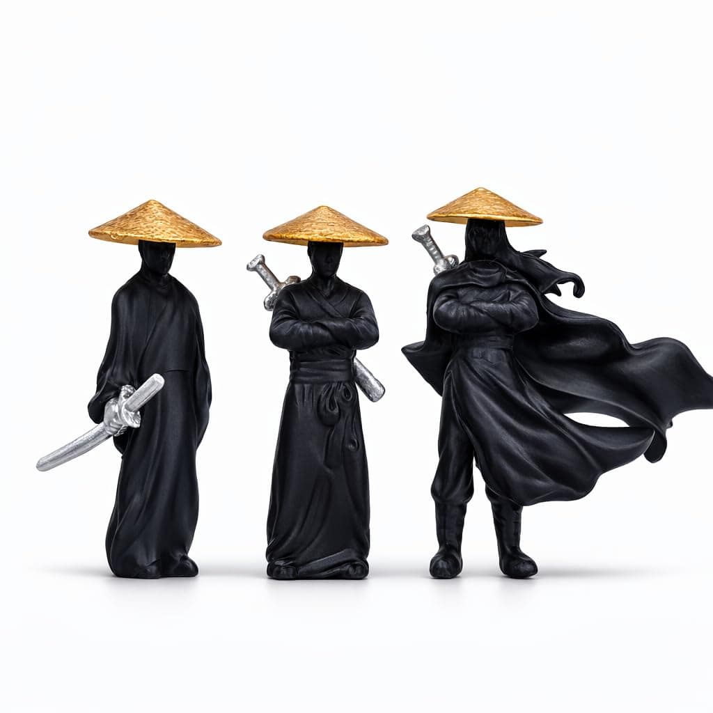 3pcs Mini Statue Samurai Figure Statue Action Figure Set - Japanese Bushido Resin Zen Gar…