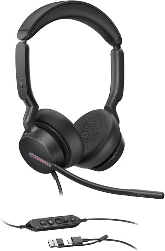 Yealink UH46 Wired Headset,USB-C/A,3-Mic AI Noise Cancelling,Inline Control | Dual-Ear He…