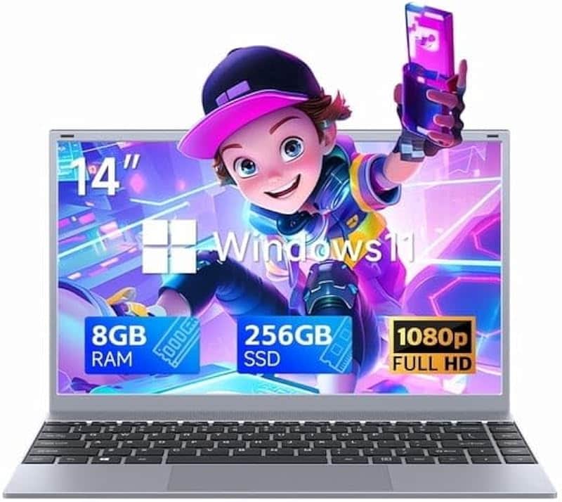 ZARSU 14" FHD Business Laptop, Quad-Core 2.6GHz, 8GB RAM 256GB SSD, Off2026, WiFi5 BT5.0,…