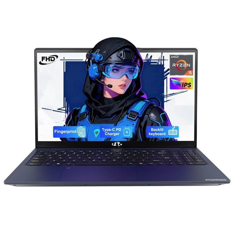 NIMO 15.6" FHD AMD Ryzen 5 Student Laptop, 16GB RAM 256GB SSD, Expandable to 4TB, up to 3…