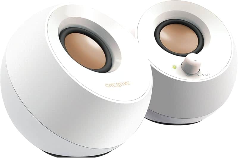 Pebble, 2.0 USB Desktop Stereo Speakers for PC/Laptop, White | USB-Powered, 2.0 Speaker,…