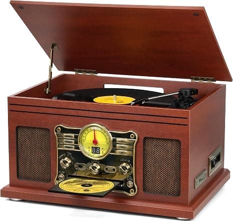 FEKTIK Bluetooth Record Player 10 in 1, 3-Speed Turntable for Vinyl with Speakers, LP to…