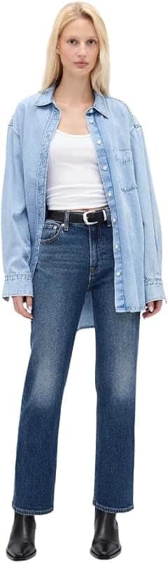 Women's High Rise Straight Fit Crop Denim Jeans