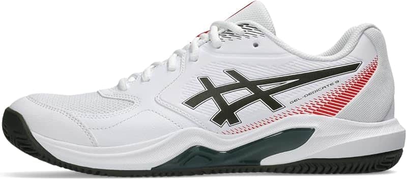 Men's Gel-Dedicate 9 Clay Tennis Shoes, 9.5, White/Vintage Khaki