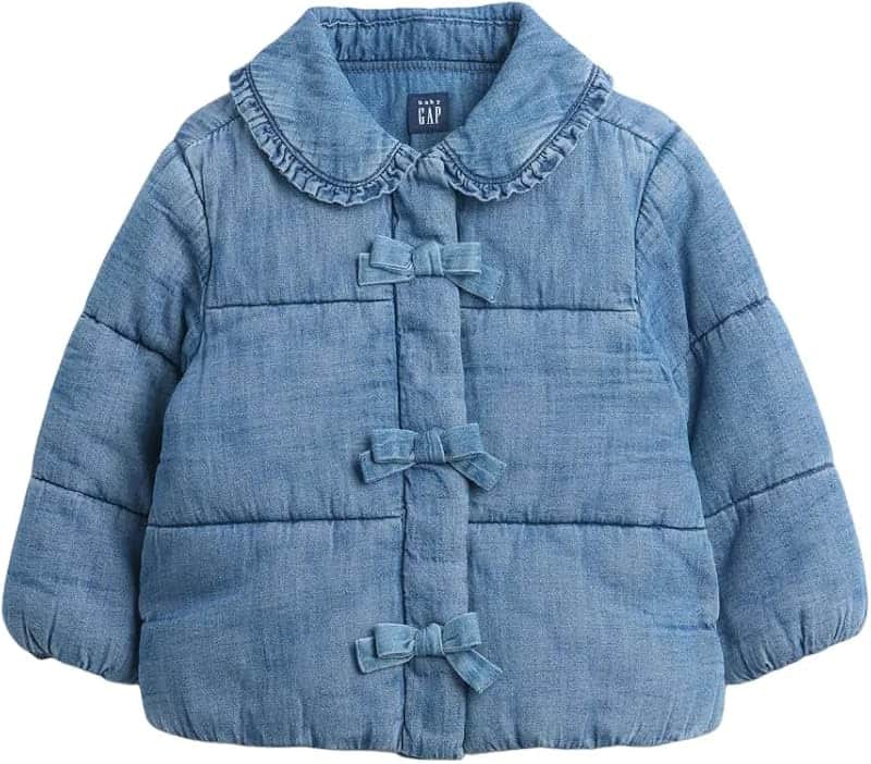 Baby Girls' Denim Puffer Jacket