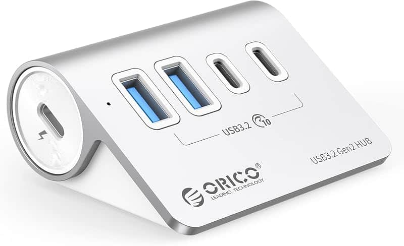 4-Port Desktop USB 3.2 Hub, 10Gbps Aluminium USB Splitter for Laptop