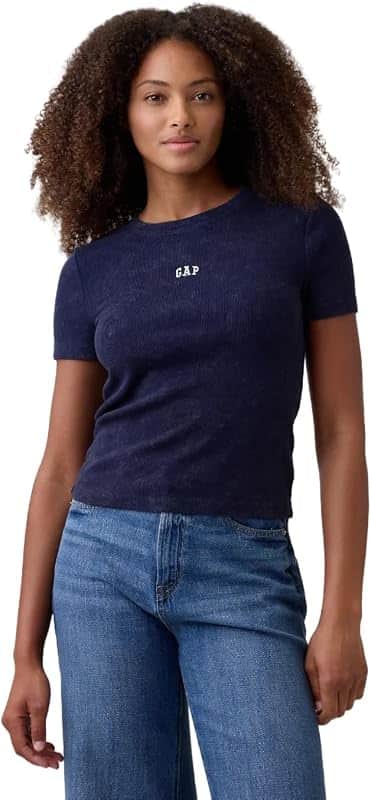 Women's Ribbed Crewneck Tee T-Shirt