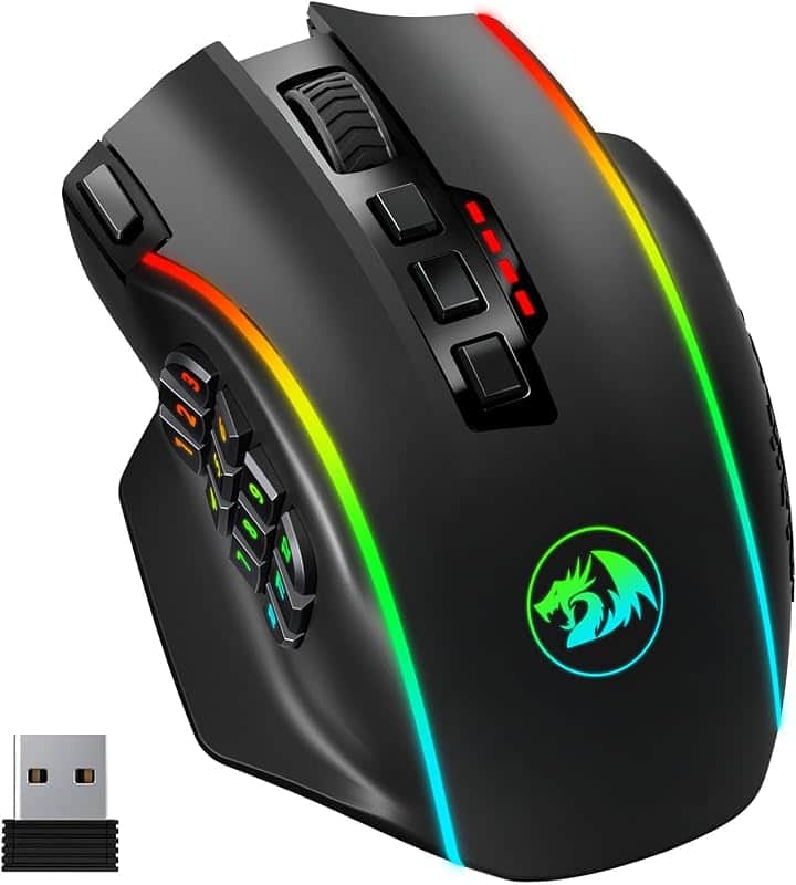 Redragon Wireless Gaming Mouse, MMO Gaming Mouse UP 16,000 DPI, 16 Macro Programmable But…