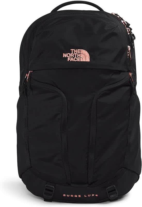 Women's Surge Luxe Computer Laptop Backpack, TNF Black/Burnt Coral Metallic-NPF, One Size