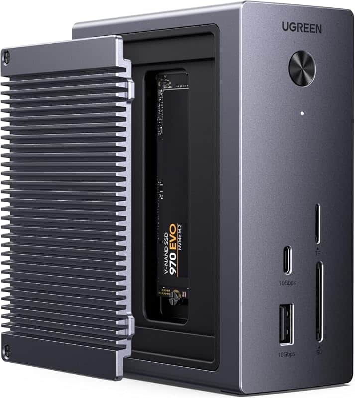 Revodok NVMe 10-in-1 Docking Station 4K@60Hz HDMI | M.2 NVMe SSD Enclosure, 10Gbps USB-C/…
