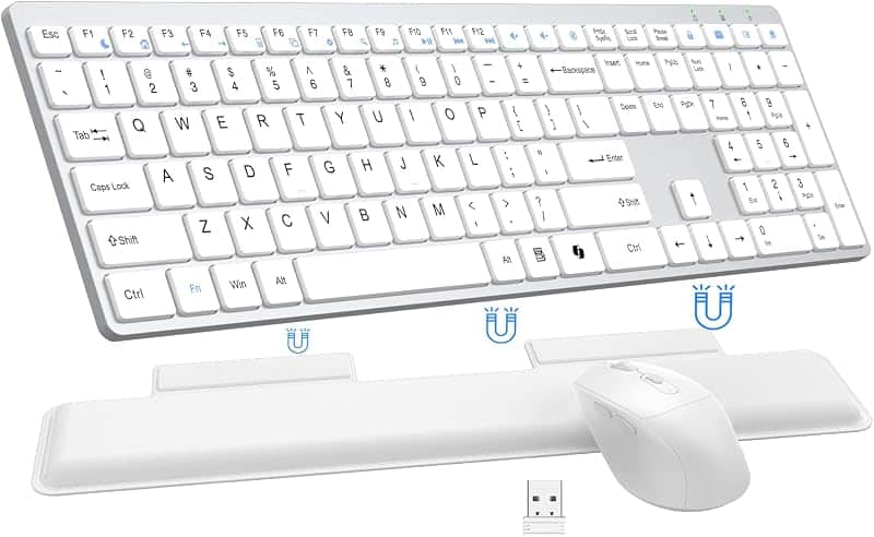 Wireless Keyboard and Mouse Combo, Full Size Silent Ultra Thin Keyboard with Magnetic Wri…