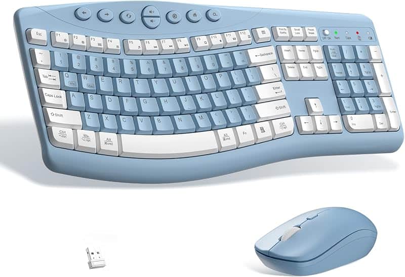 Wireless Keyboard and Mouse Combo Silent for Office,Ergonomic Curved Design | 2.4G Full S…