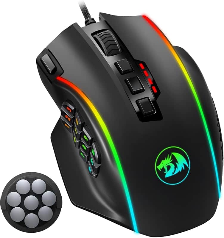Redragon Gaming Mouse, MMO Mouse Gaming UP 12400 DPI, 19 Macro Programmable Buttons, RGB…