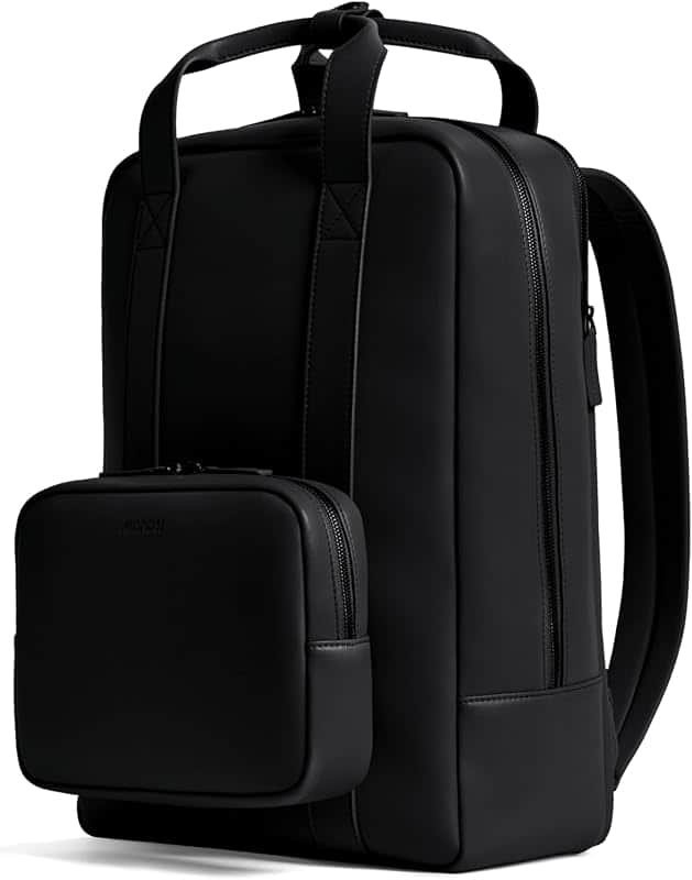 Monos Metro Backpack Vegan Leather Microfiber, Travel Backpack with Laptop Compartment, P…