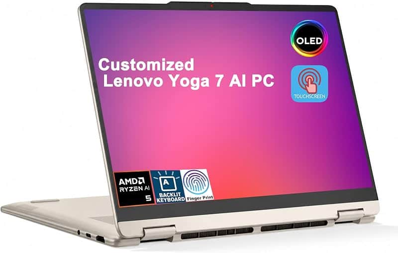 Customized Laptop Made with Lenovo Yoga 7 2-in-1 AI Laptop 14" WUXGA OLED Touch AMD Ryzen…