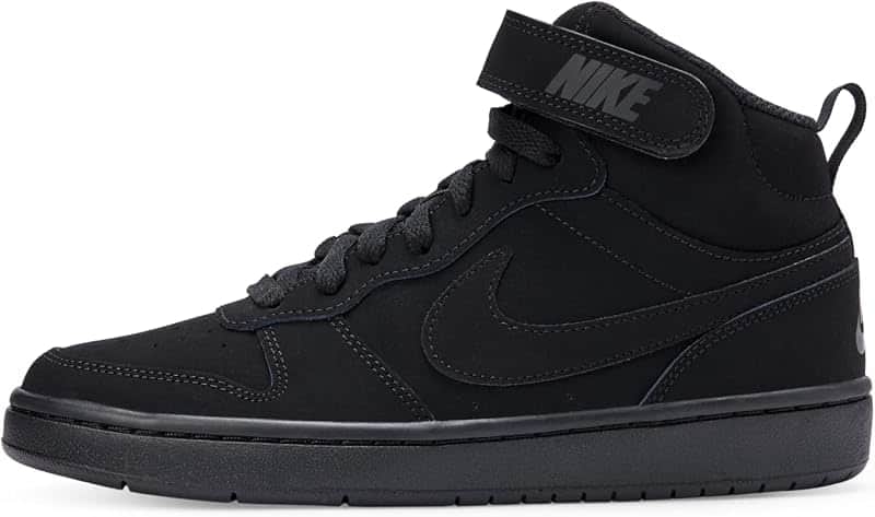 Big Kid's Court Borough Mid 2 Lifestyle Shoes, Black/Black-Black, 5.5Y