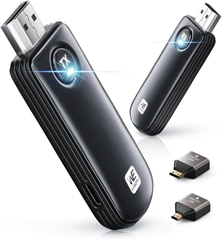 WELUSOPU Wireless HDMI Transmitter and Receiver, 2.4G/5.8G, 328FT/100M, 4K | 1080P Output…