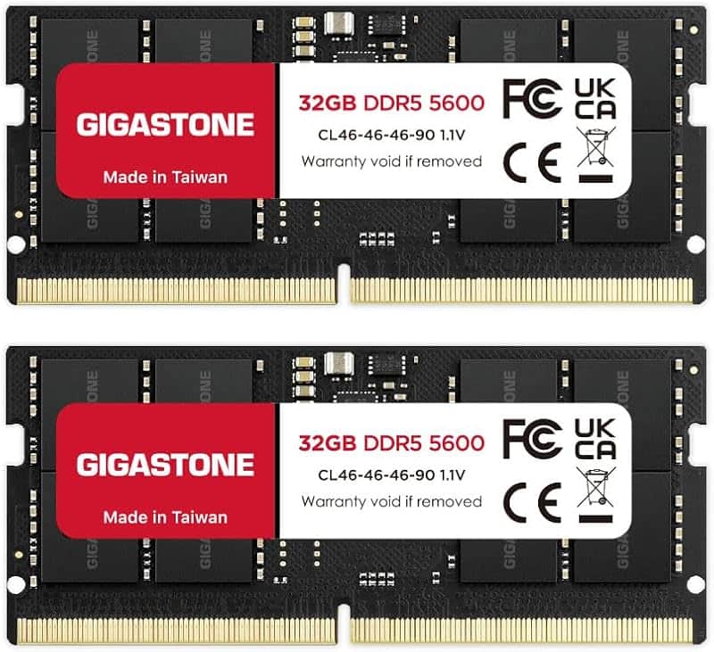 【DDR5 RAM Laptop Only】 GIGASTONE 64GB Kit (2x32GB) DDR5 5600MHz PC5-44800 CL 46-46-46-90…